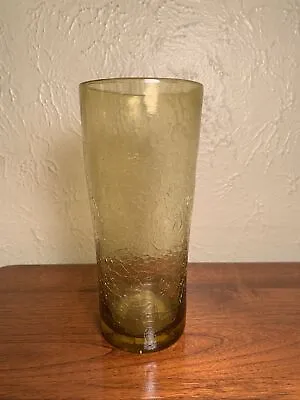 Buy Blenko Art Glass,Amber Crackle Glass Cylinder Vase. • 22.84£