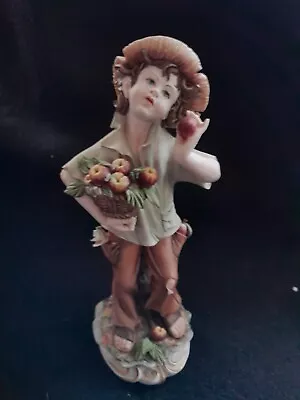 Buy Vintage CAPODIMONTE FIGURE Excellently Modelled 'Boy With A Basket Of Apples' • 19.50£