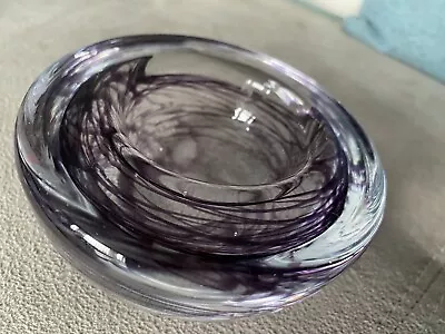 Buy Kosta Boda Atoll Votive Sweden Purple Swirl Art Glass Tea Light Candle Holder • 10£