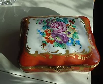 Buy Vintage Pretty Limoges Made In France China Trinket Box 4 Inch By 1.5 Inch Deep • 14.99£