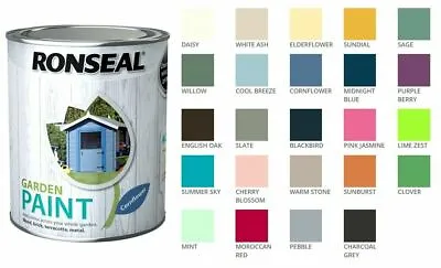 Buy Ronseal Outdoor Garden Paint - For Exterior Wood Metal Stone Brick - All Colours • 28.99£