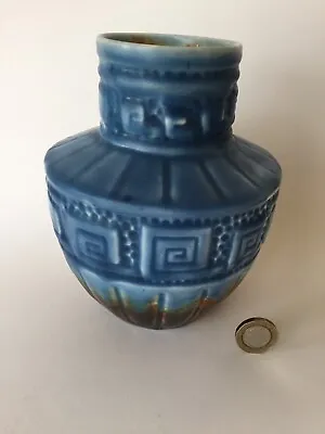 Buy Crown Ducal Greek Keys Pottery Vase 140 Art Deco 1920s 15cm Blue Brown Excellent • 22£