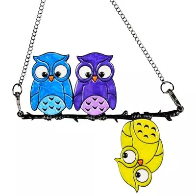 Buy Stained Glass Window Hanging Sun Catchers Owl, Window Decor, Suitable For  • 28.88£