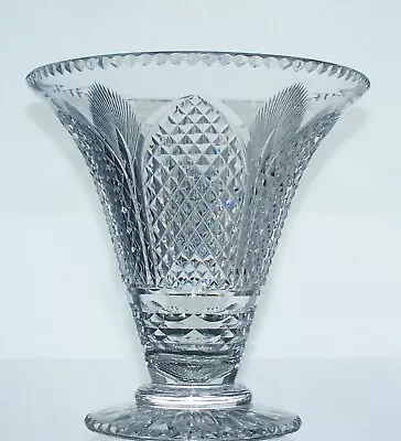 Buy Large Gorgeous Lead Crystal GOTHIC CATHEDRAL Cut Glass Flared Trumpet Vase  23cm • 75£