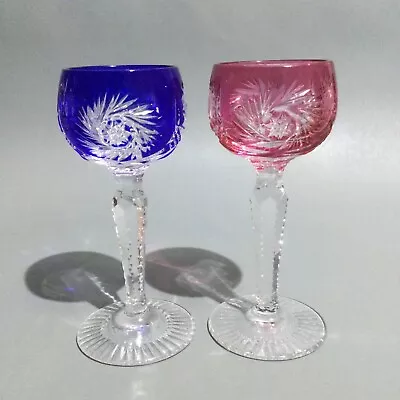 Buy Bohemia Crystal Cased Glass Hand Cut Liquor Glasses Pinwheel Design • 24.95£