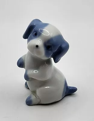 Buy Vintage Bone China Blue And White Dog Ornament 1980s • 5£