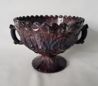 Buy Antique Victorian Sowerby Purple Malachite Slag Glass 2 Handled Bowl • 18£