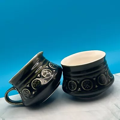 Buy Vintage Ulster Ceramics Irish Pottery Creamer Jug & Sugar Bowl Green Glazed • 22.50£