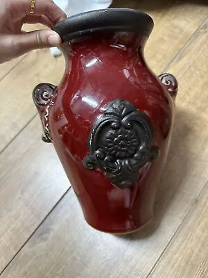 Buy Czech Bohemian Egermann  Flower Vase Biedermeier Ruby Red Etched Decoration • 16£