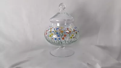 Buy Vintage Laura Glass Rainbow Wildflowers Candy Dish With Lid Turkey Import • 48.25£