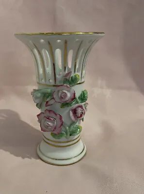 Buy White Pink Rose Floral Flowery Royal Ashmore Flower Trumpet Vase Ornament✅ 174 • 17.99£