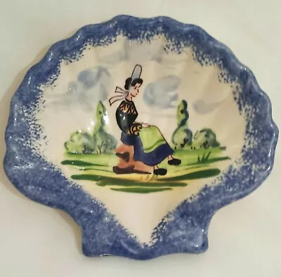Buy Antique Breton Lady French Shell Dish. Hand Painted.  Pierrick • 29.99£