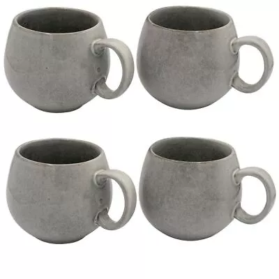 Buy Nordic Stoneware Mugs Tea Coffe Cups Microwave Safe Large Set Of 4 – Grey • 24.99£