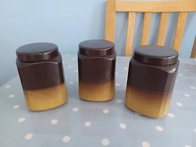 Buy Vintage Honiton Set Of 3 Two Tone Ceramic Storage Jars • 15£