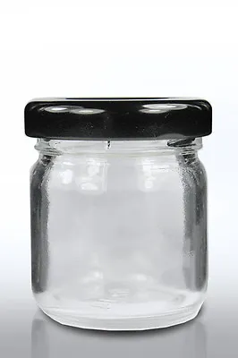 Buy 10 X 30ml, Small 1oz, 28g MINI GLASS JARS WITH BLACK LIDS Marmalade Jam Favours • 10.99£