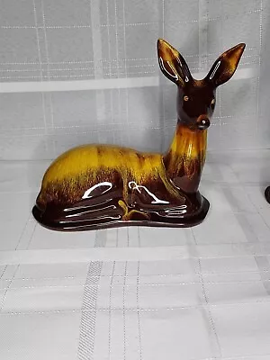 Buy Vintage Blue Mountain Pottery Deer Harvest Gold Brown Drip Glaze Figurine  • 22.77£