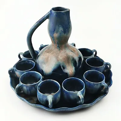 Buy ~ Unique Artisan Pottery ~ Jug ~ 10 Small Mugs ~ Plate ~ Table Centrepiece Set ~ • 99.95£