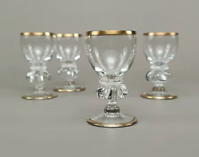 Buy Holmegaard Set 4 1930s Gold ‘Gisselfeld’ Schnapps Drinking Glasses W/ Crown Knop • 55£