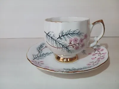 Buy Royal Vale Bone China Tea Cup & Saucer England Pine Needle And Pink Floral VTG • 12.63£