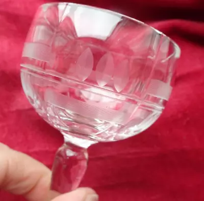 Buy Antique Art Deco Single Wine Cocktail Glass 1930s Fab Etched Geometric Design • 15£