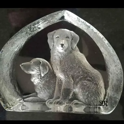 Buy Mid Century Mats Jonasson Dogs Paperweight Crystal Glass Art Glass Scandinavian • 10£