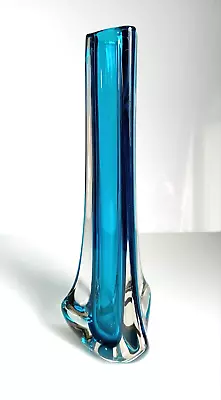 Buy Whitefriars Glass Tri Corn Vase 9570 In Kingfisher Blue Geoffrey Baxter 1970s • 15£
