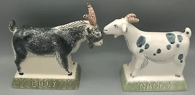 Buy Vintage Rye Pottery Billy & Nanny Goats Hand Painted Bookends/Figurines VGC • 80£