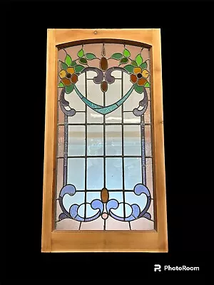 Buy Victorian Stained Glass Window Panel Old Leaded  Antique Reclaimed Art Nouveau • 595£