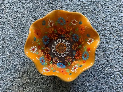 Buy Nimet Varli Nimet Kutahya Turkey Traditional Pottery Pin Dish Orange Floral 11cm • 10£