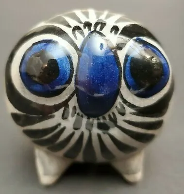 Buy Handmade Glazed Ceramic Owl - Artistic And Funky! Stands 2.25  Tall - Blue Black • 5.77£