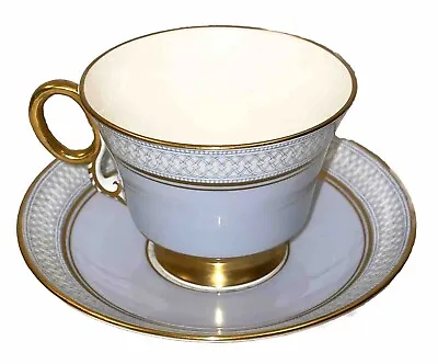 Buy ADDERLEY Fine Bone China Tea Cup Saucer Pale Blue White Flowers Gold England • 23.06£