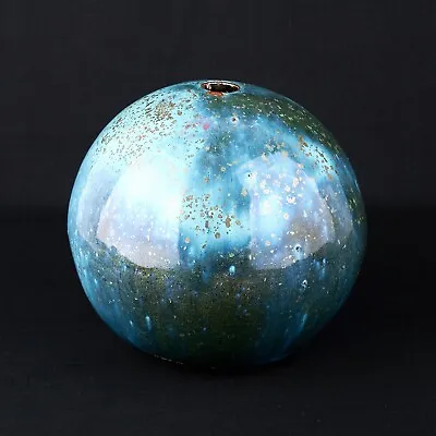 Buy Studio Pottery Ball / Globe Shape Lamp Base Turquoise / Blue / Green  15 X 16 Cm • 49£