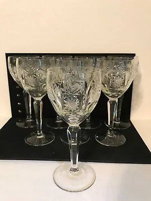 Buy Set Of Eight Beautiful Cut Glass Crystal Wine Glasses 7-1/4  High Maybe Bohemian • 75.67£