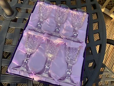 Buy Box Of 6 Edinburgh Crystal Wine Glasses - Sutherland Pattern - In Original Box • 59£