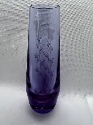 Buy Vintage Caithness Scotland Purple Glass Bud Vase Etched Thistle 6.5in • 16£