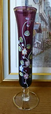 Buy Vintage Czech Bohemian Hand Painted Art Glass Vase • 15£