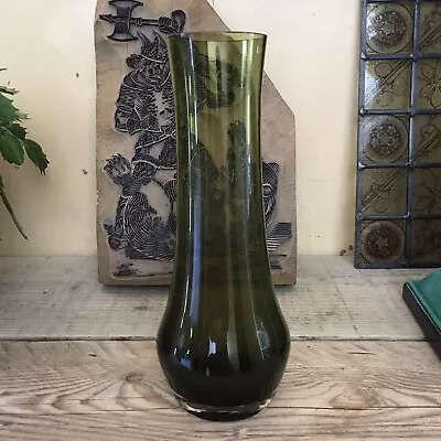 Buy Riihimaki Green Vase Retro Scandinavian Glass • 2.99£
