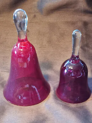 Buy Vintage Pair Of Ruby Glass Bells 6  & 7.25  High • 12.50£
