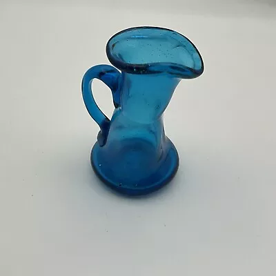 Buy Mini Blue Bubble Glass Pitcher Hand Blown A6 • 10£