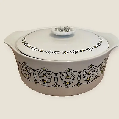 Buy Myotts Seville Table Serving Dish Tureen With Lid White Yellow Print Retro FLAWS • 9.99£