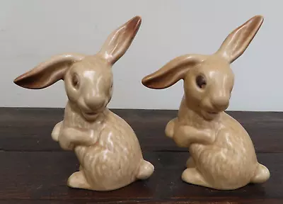 Buy 2 X Vintage Sylvac Beige Rabbits Hares Bunnies Figurines 1302 5.5  Tall • 22.95£
