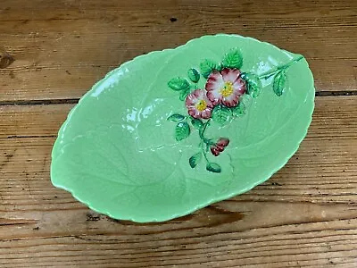 Buy Carlton Ware Hand Painted Green Leaf Bowl With Pink Flower Detail • 8.50£