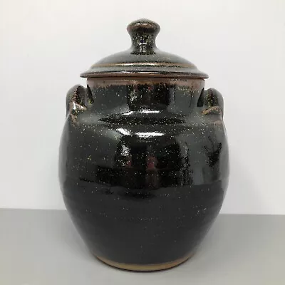 Buy Winchcombe Twin Handle Lid Storage Vase 18 Cm Tenmoku Glazed Decoration #1467 • 30£