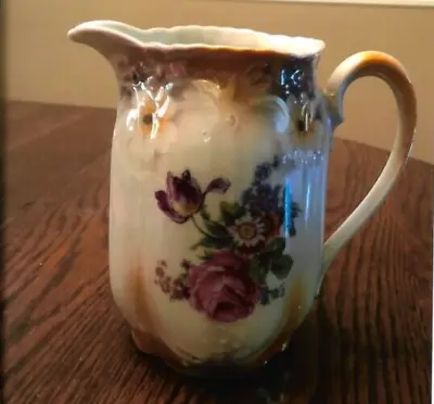 Buy Vintage Bavarian Lusterware Porcelain Pitcher With Floral Motif • 23.07£