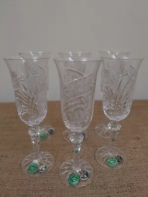 Buy Set Of 6 1990s Bohemia Lead Crystal Champagne Flutes • 42£