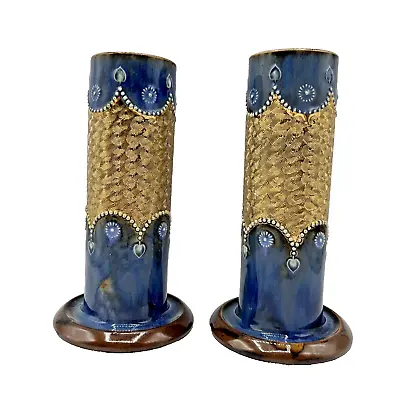 Buy Antique Pair Of ROYAL DOULTON LAMBETH Spill Vases 8409  C1900-1910 VGC • 149.99£