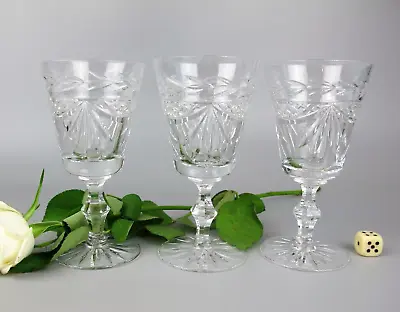 Buy Cut Crystal Port Wine Glasses. Top Quality. 3 X Vintage Glass Set. 120ml • 14.99£