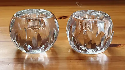 Buy 18-29 Pair Thomas Webb Glass  3 1/4  Leaf Cut Paperweight Candle Holder Signed • 25£