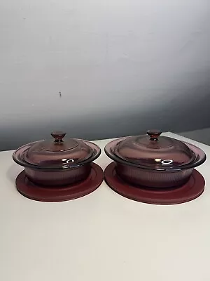 Buy Pyrex Vision Corning Ware Cranberry Pink Cookware Dutch Oven Pot Lid USA Vintage • 47.99£