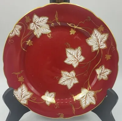 Buy Royal Stafford Bone China 8.25  Red Plate White & Gold Gild Ivy Made In England • 12.66£